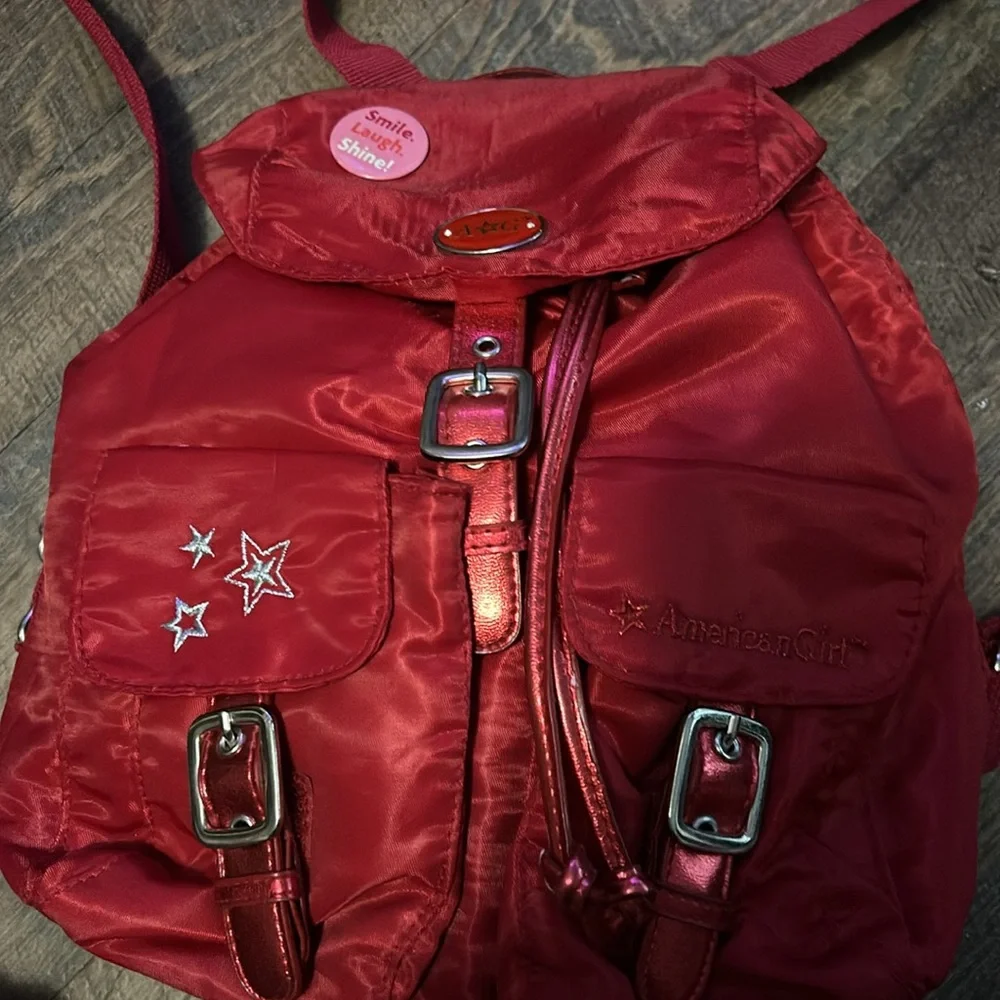 American Girl Red Mini Backpack with Snap Closure and‎ Decorative Pin
